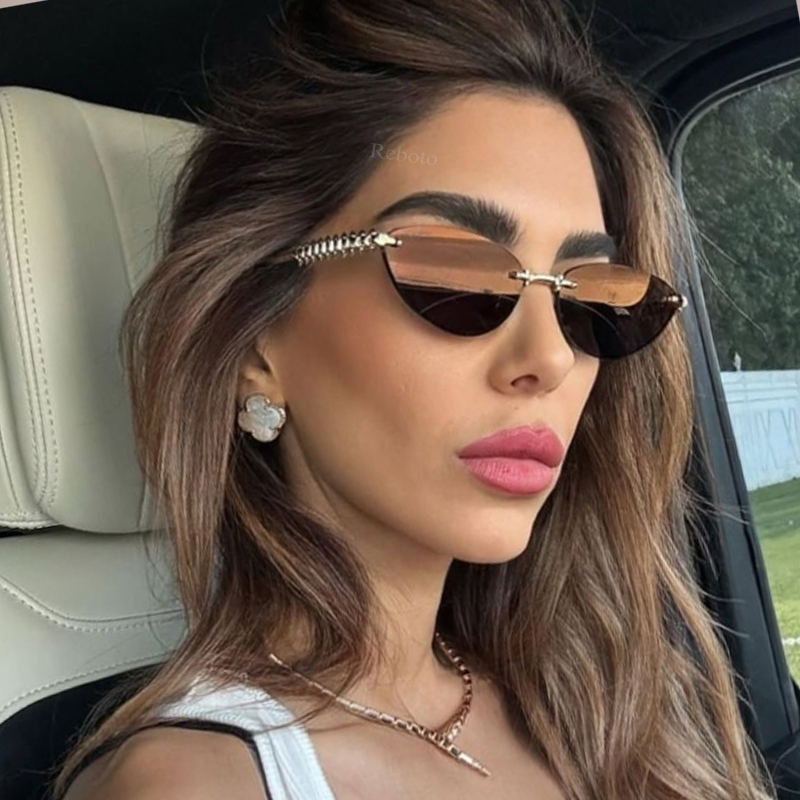 Sunglasses Cat Eye - Nieuwe Cat Eye Rivet Randloze Zonnebril
