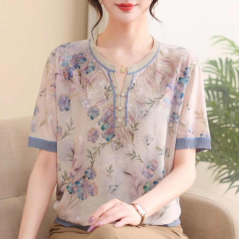 Romper Floral Print - Elegante dames top van icesilk, zomerse
