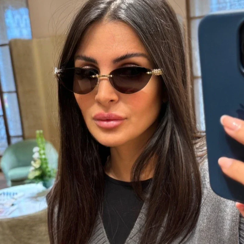 Nieuwe Cat Eye Rivet Randloze  - Sunglasses Cat Eye recensie en prijs