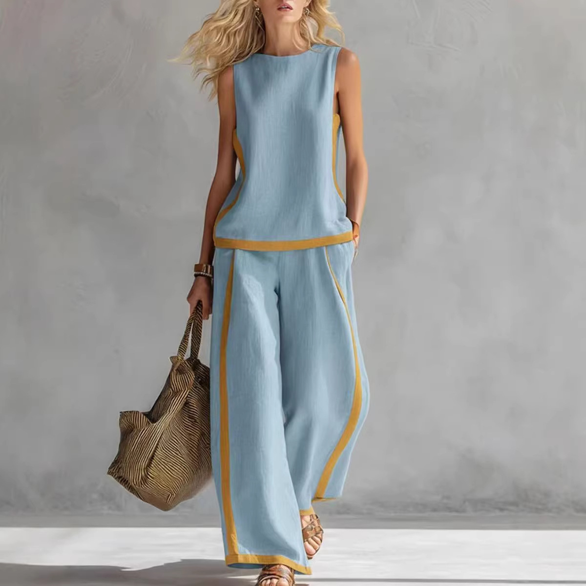 Dames linnen 2-delige set kleu - Linen Pant Wide recensie en prijs