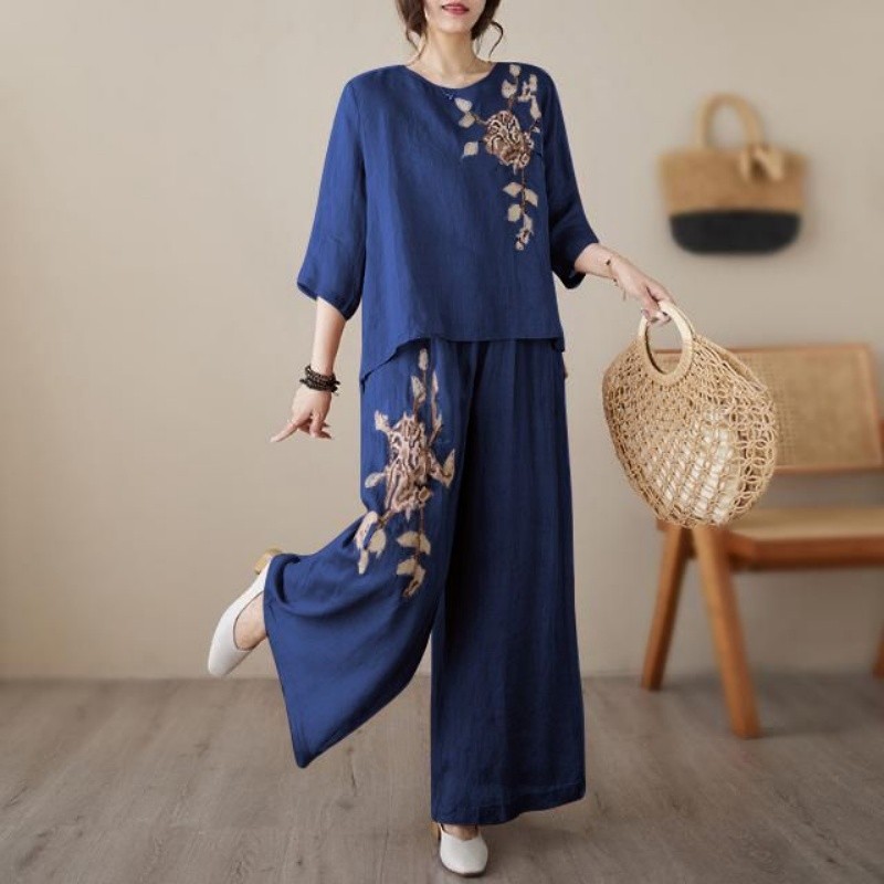 Linnen-katoenen tweedelige set - Linen Pant Wide recensie en prijs